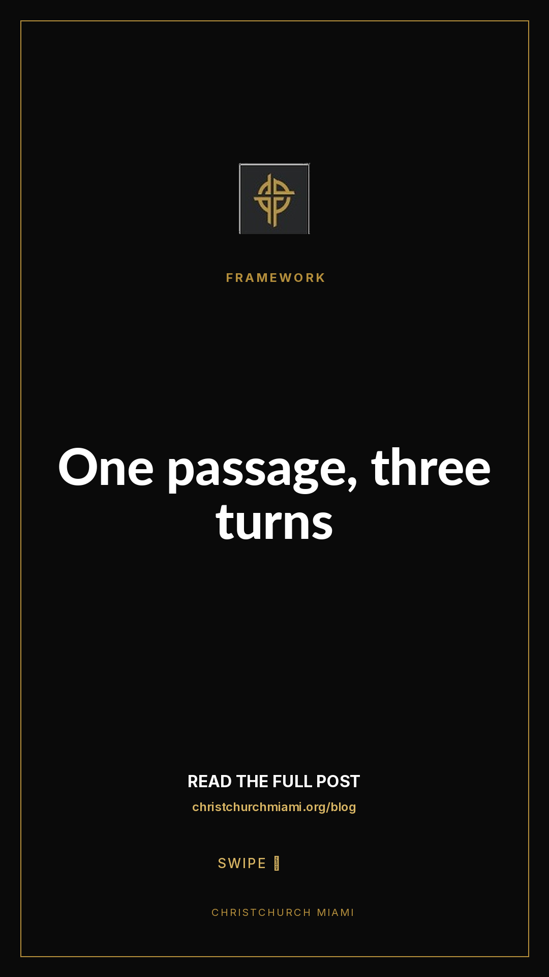 Framework (5-slide story sequence) — slide 1