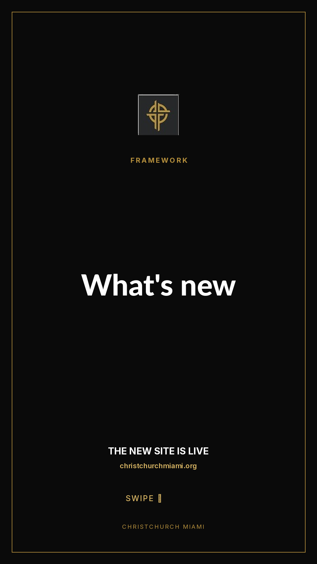 Framework (5-slide story sequence) — slide 1
