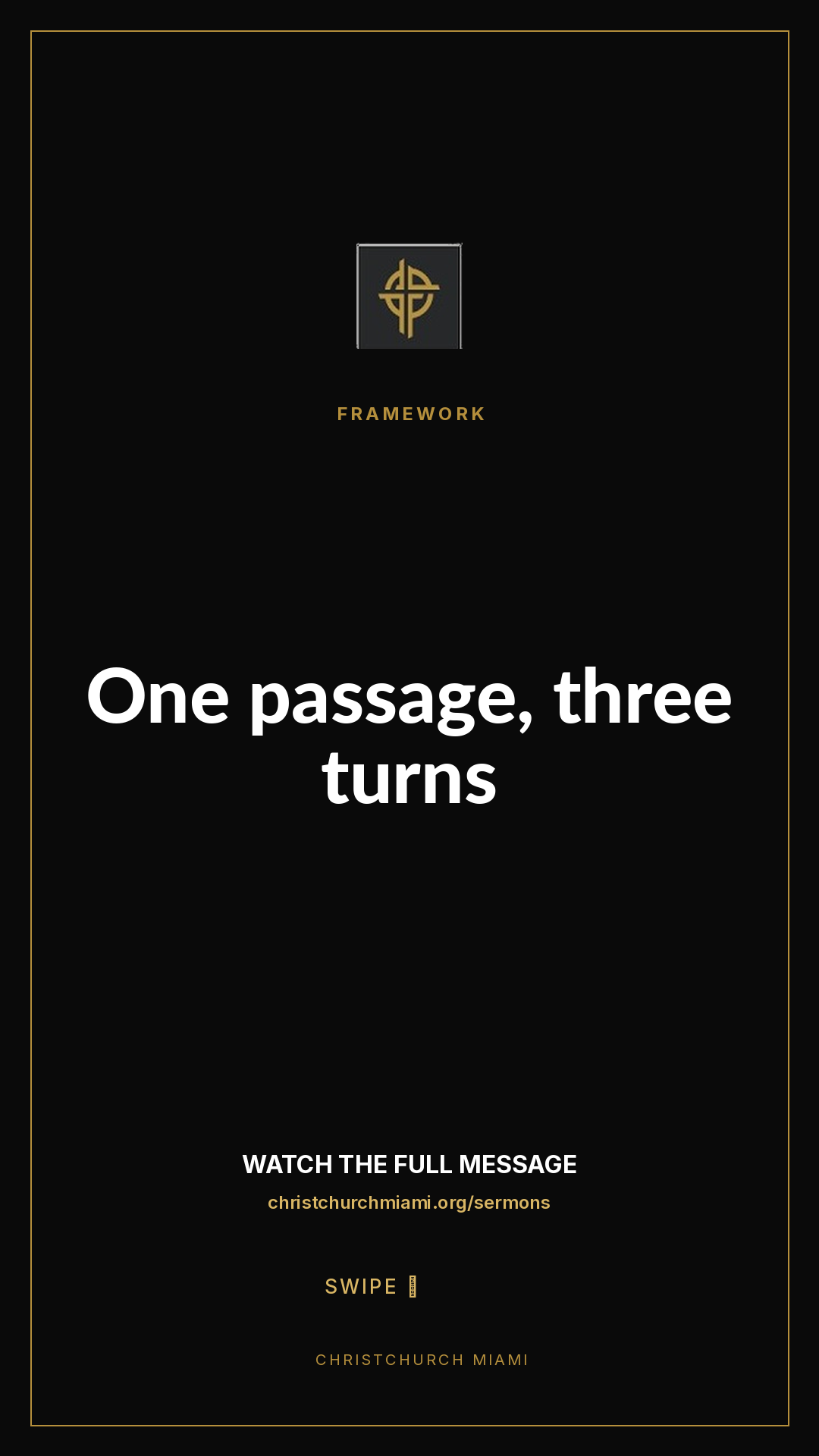 Framework (5-slide story sequence) — slide 1